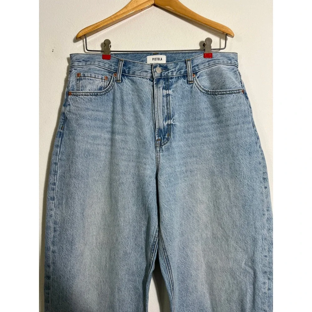 PISTOLA Wes High Rise Barrel Jeans in Waves